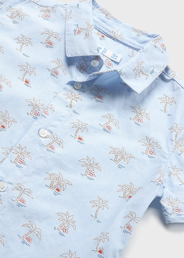 Sky Blue Short Sleeve Printed Shirt