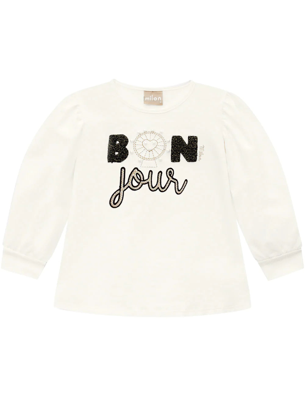 Milon Black and Winter White Bonjour Top and Leggings Set