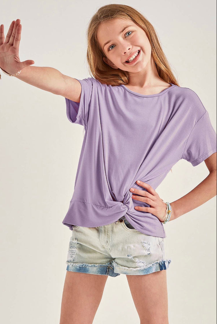 Twist Knotted Hem Knit Top