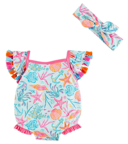 Sea Swimsuit and Headband Set