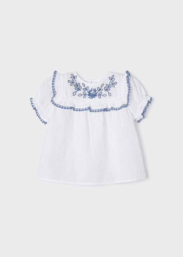 White Plumeti Embroidered Blouse