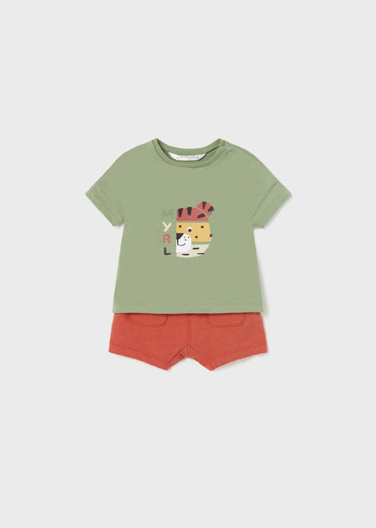 Olive Tiger Shirt Cotton Short Set