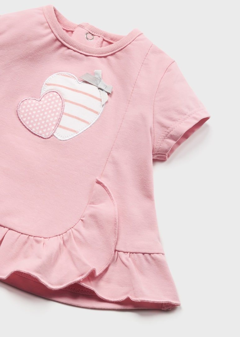 Sustainable Cotton Pink Heart Shirt 2-Piece Set