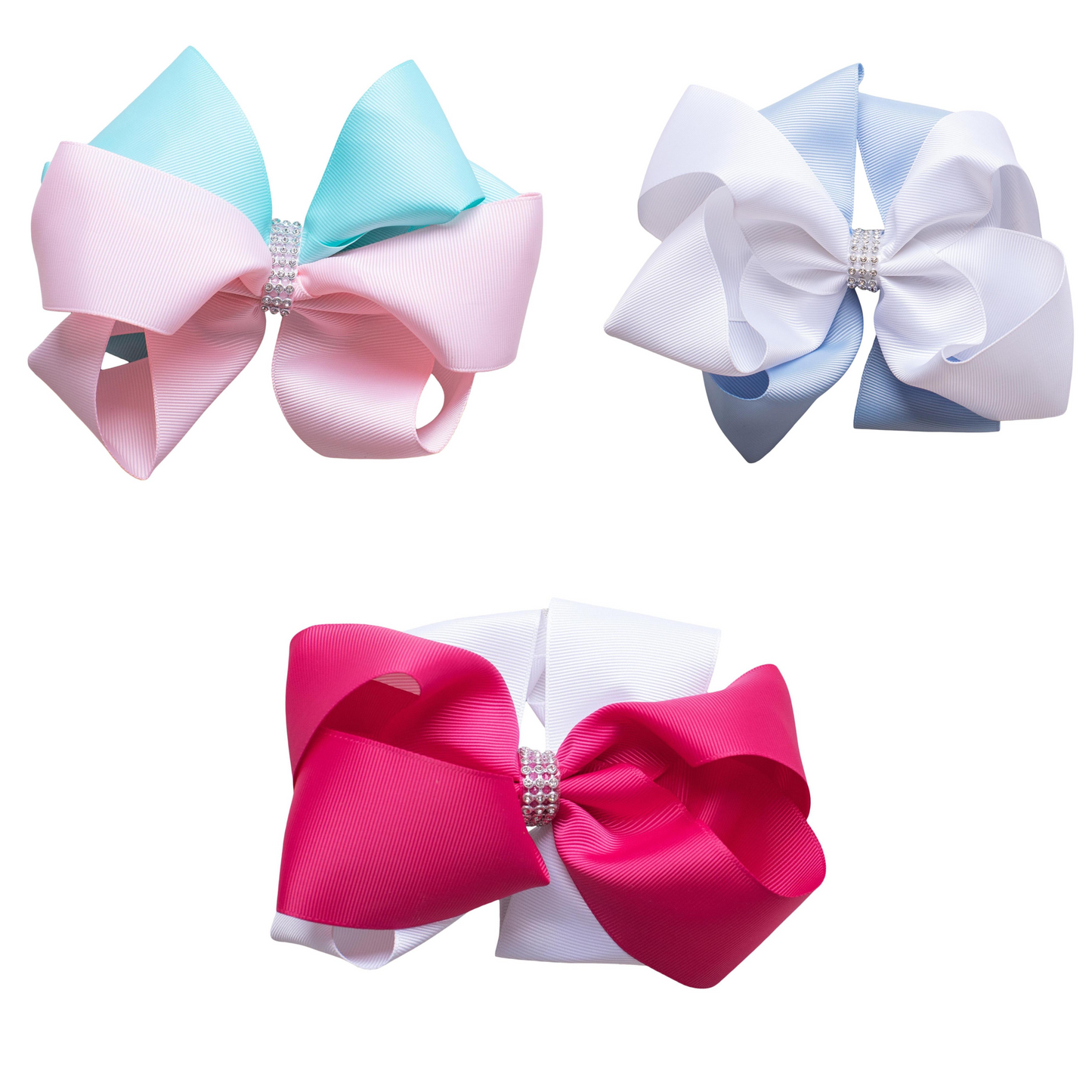 Hair Bow-Rhinestone Medium Double Stack