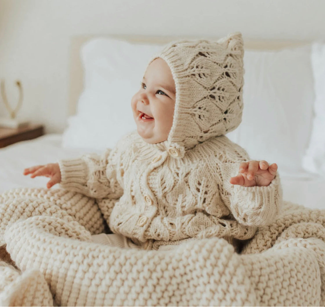 Leaf Lace Bonnet-Natural