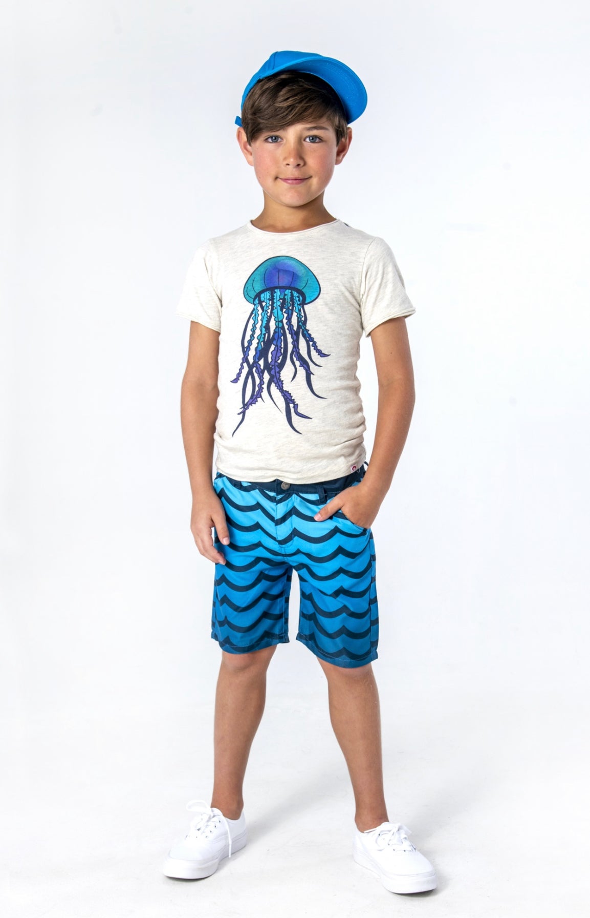 Quick Dry Hybrid Shorts-Wavy Blue