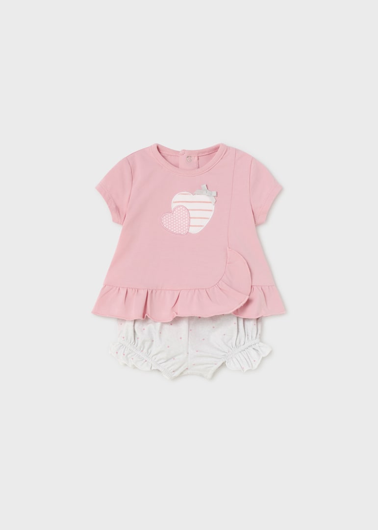 Sustainable Cotton Pink Heart Shirt 2-Piece Set
