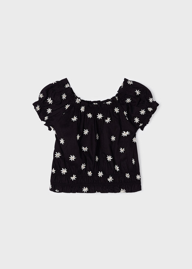 Embroidered Short Sleeve Top