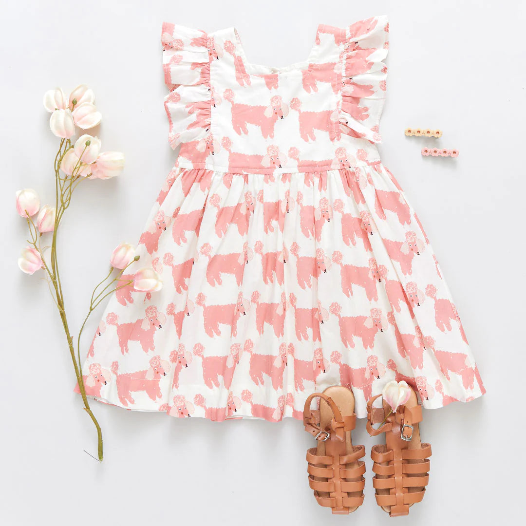 Girls Elsie Dress - Poodle Party