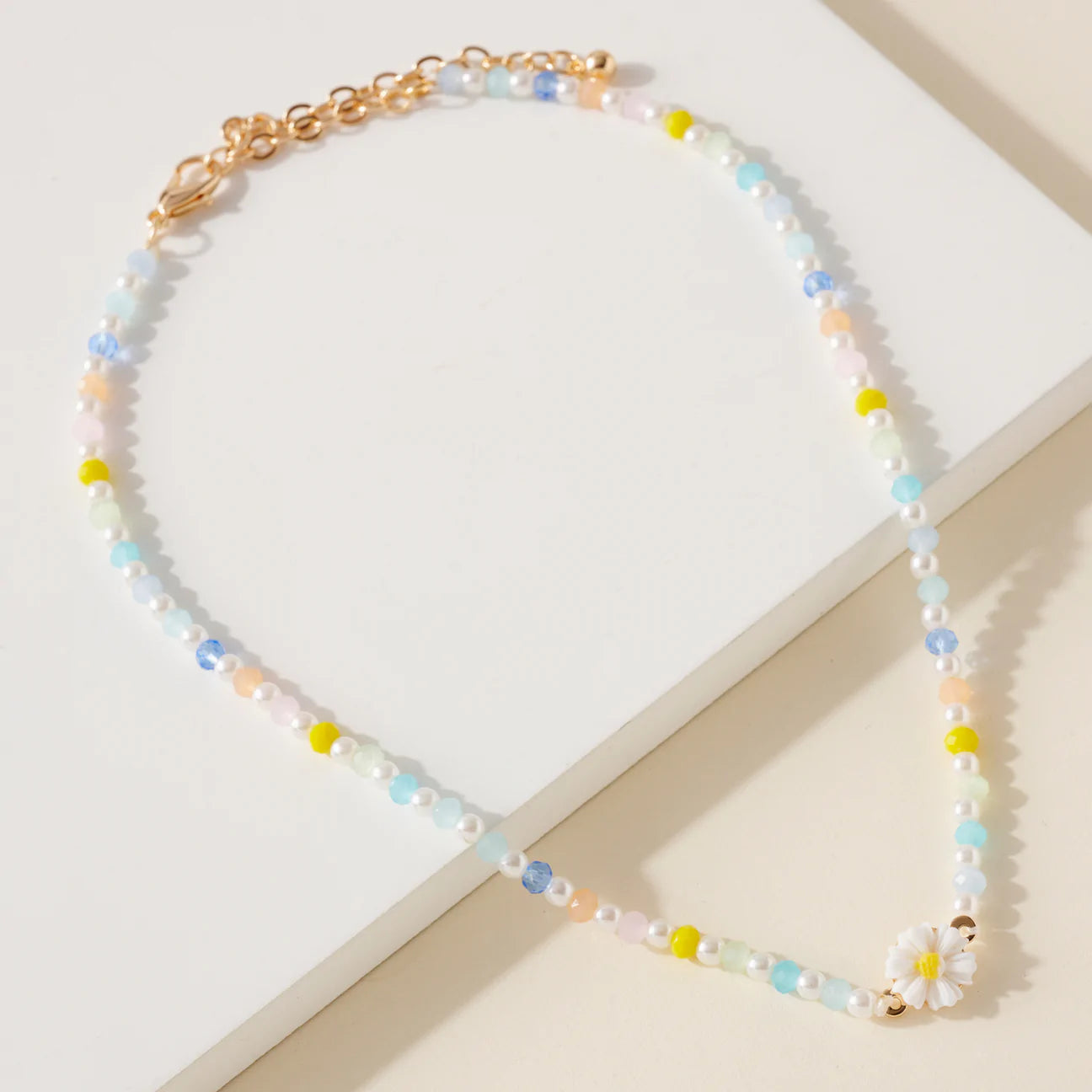 Flower Glass Bead Choker Necklace