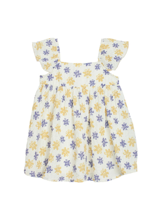 Honey Honey Floral Textured Crepe Little Girl Dress