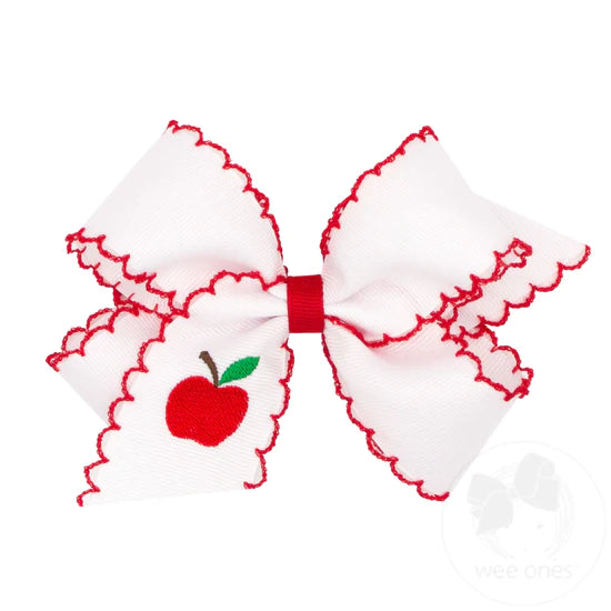 Medium Moonstitch Embroidered Apple or Pumpkin Bow