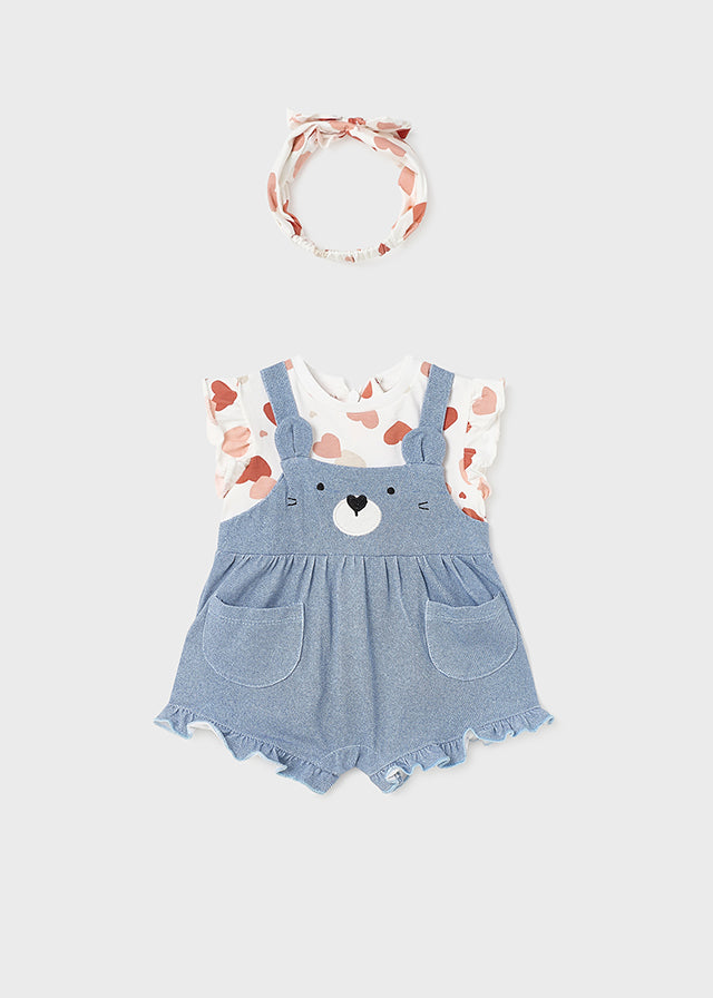 Apricot Hearts Romper with Headband