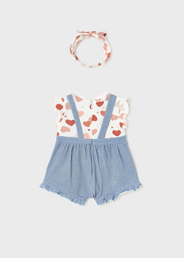 Apricot Hearts Romper with Headband