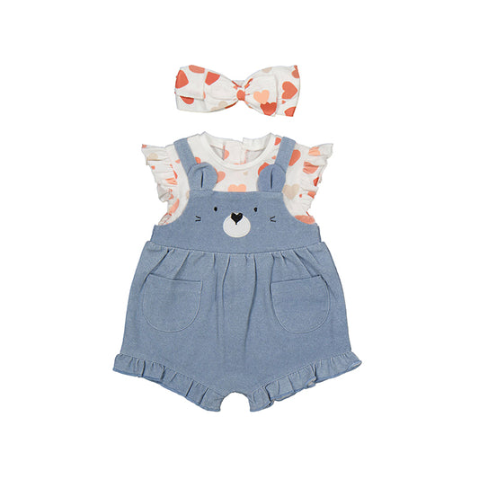 Apricot Hearts Romper with Headband