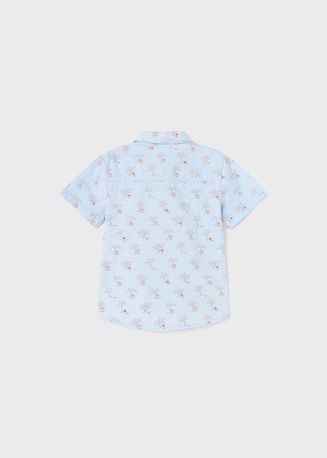 Sky Blue Short Sleeve Printed Shirt