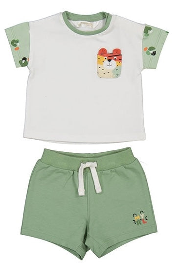 White Tiger Shirt Cotton Short Set