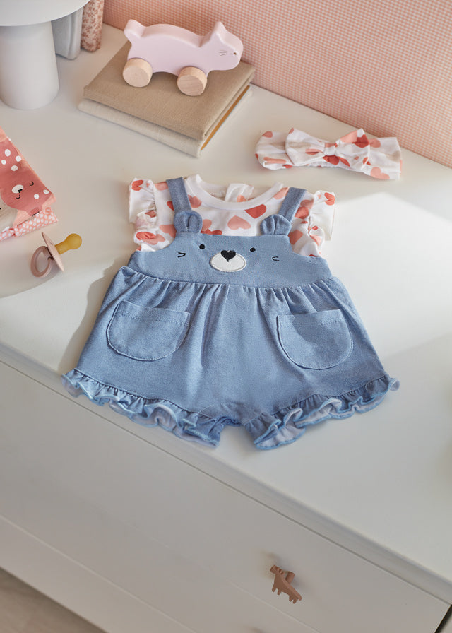 Apricot Hearts Romper with Headband