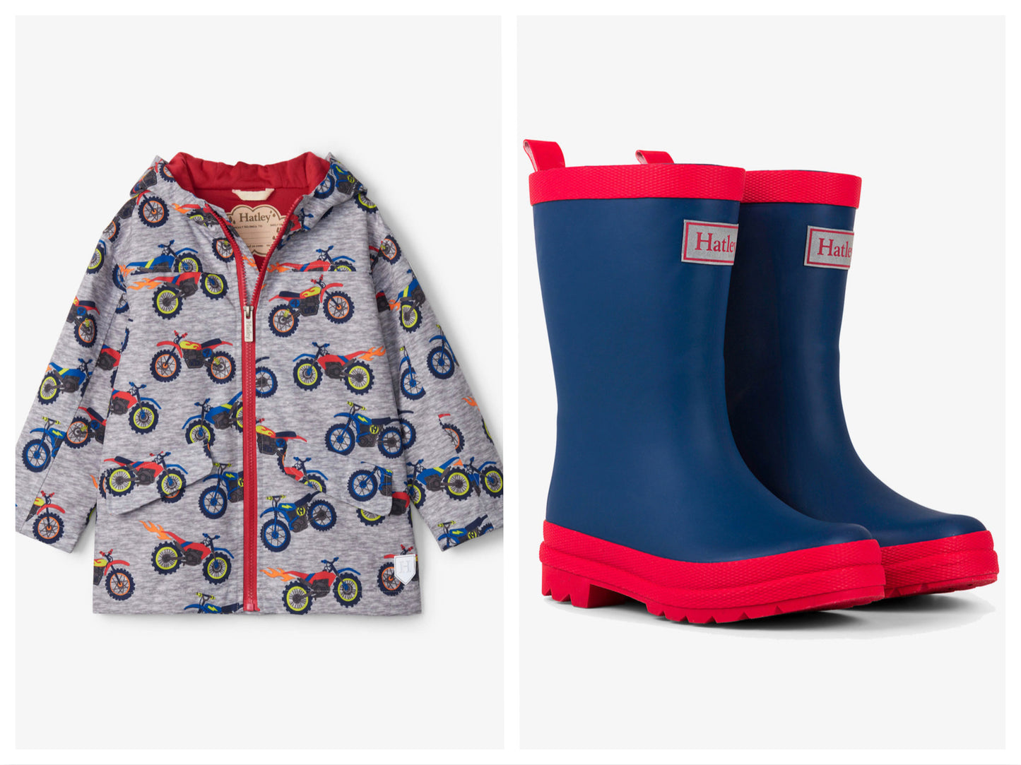 Navy & Red Matte Rain Boots