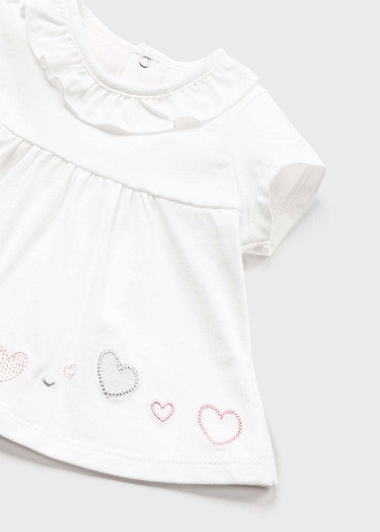 Sustainable Cotton White Heart Shirt 2-Piece Set