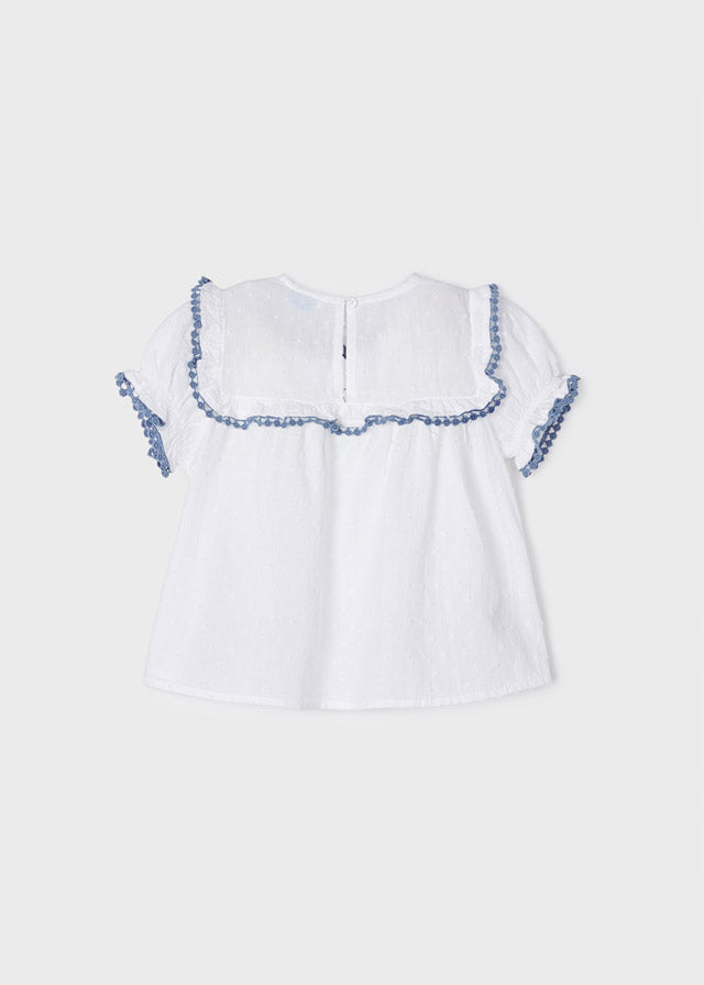 White Plumeti Embroidered Blouse